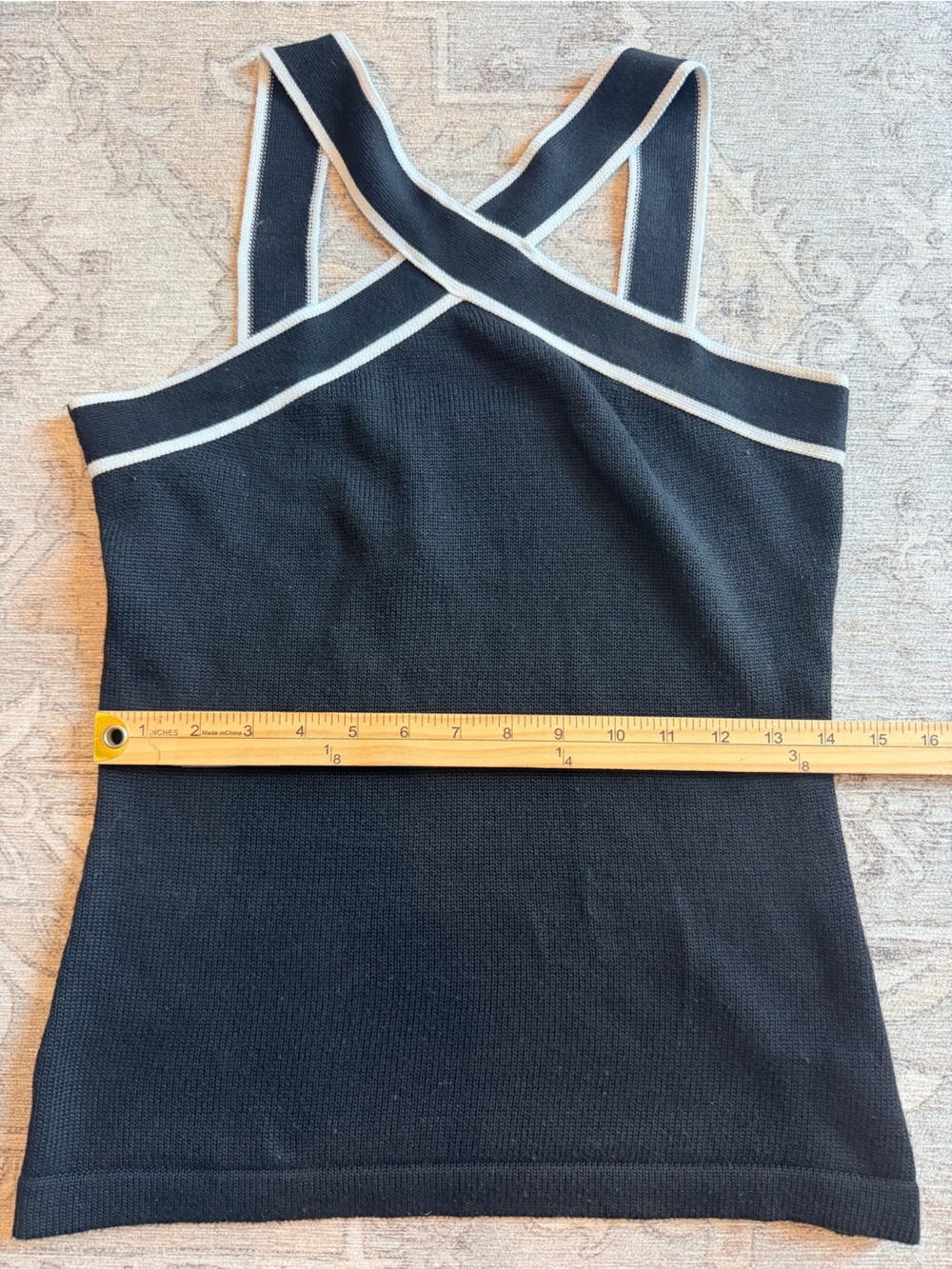 Commense Black Crisscross Trim Camisole Top Medium preppy - Picture 6 of 11